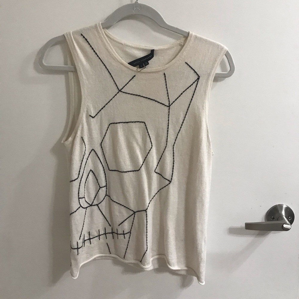 Rare skull embroidered skull cashmere sweater